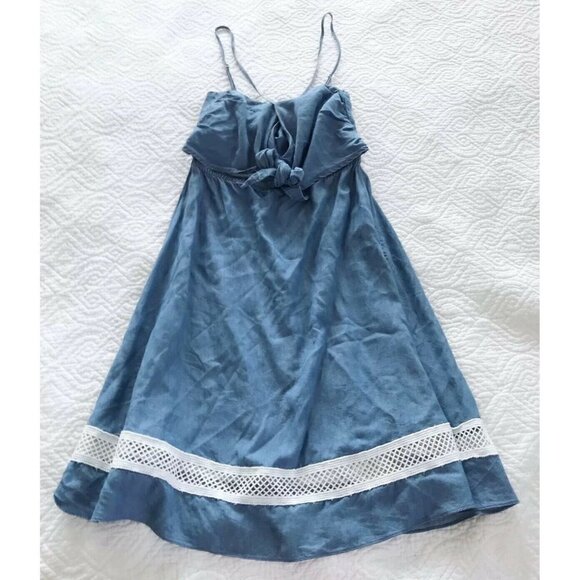 Lovers & Friends Denim Tie Front Midi Tencel Dress - Picture 8 of 8